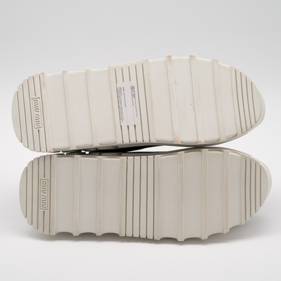 size 40eu 10 US Miu Miu Logo Platform Sneakers Black White - Picture 6 of 16